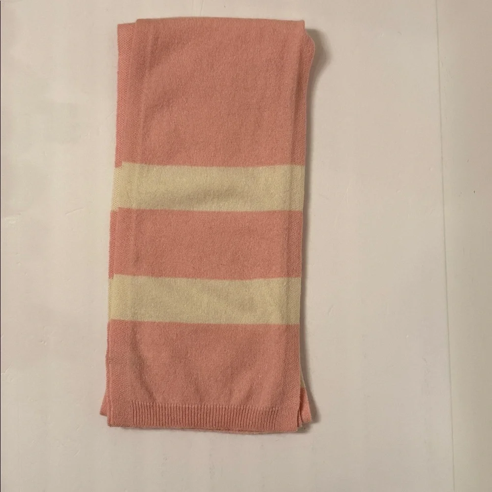 TALBOTS SCARF PINK CREAM CASHMERE STRIPE LONG RECTANGLE